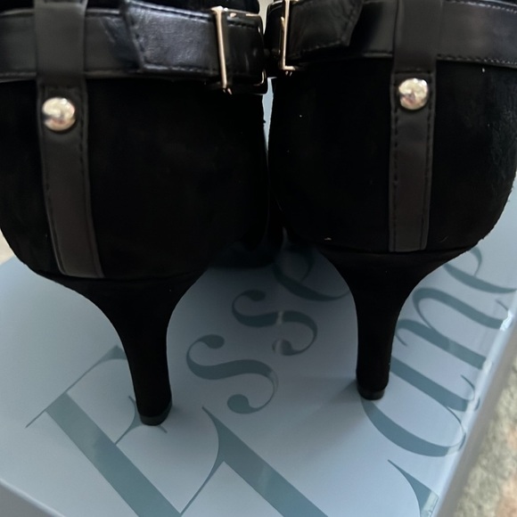 Jasmine suede & leather black buckled booties round toe - Picture 9 of 9